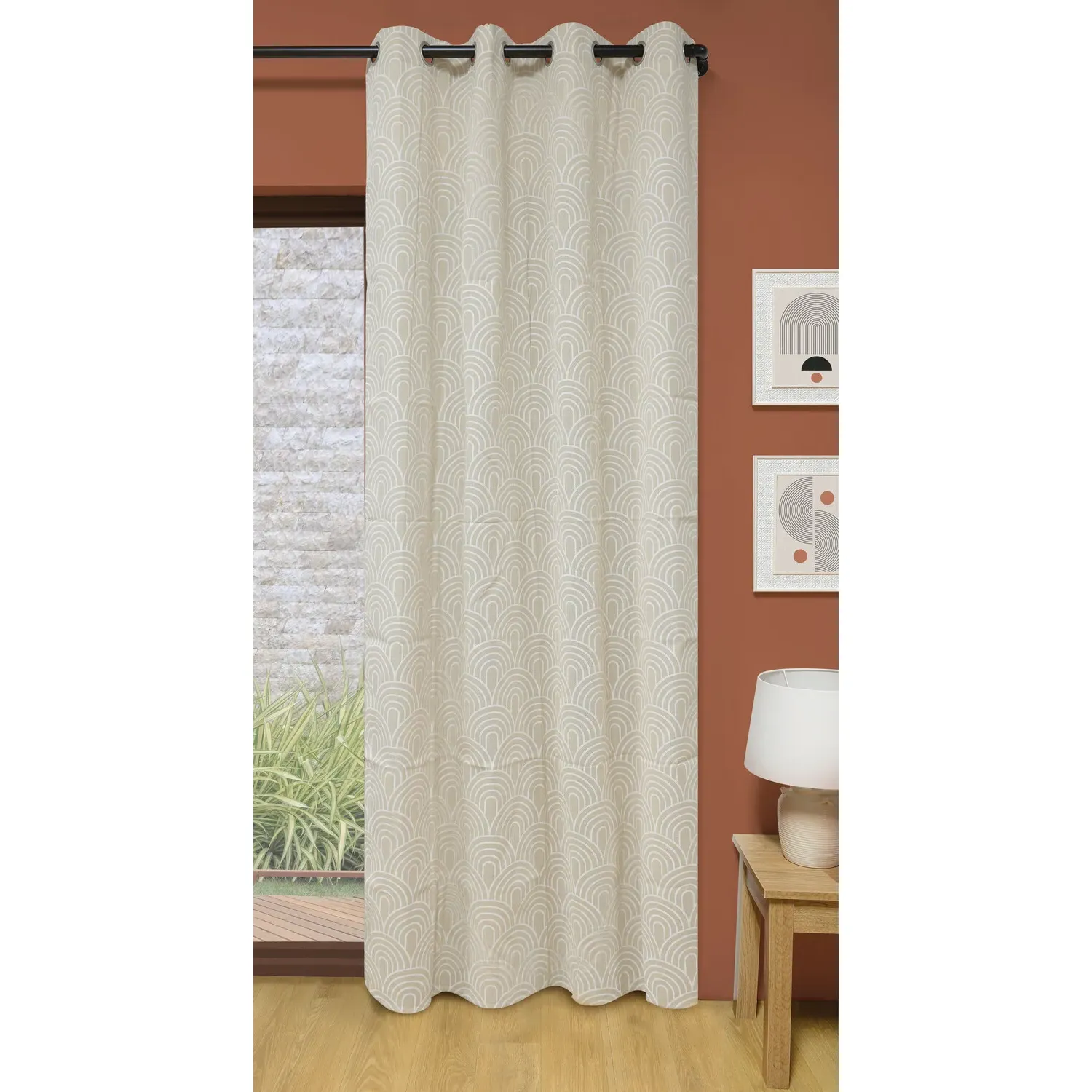 Arches Eyelet Panel Curtain - Natural
