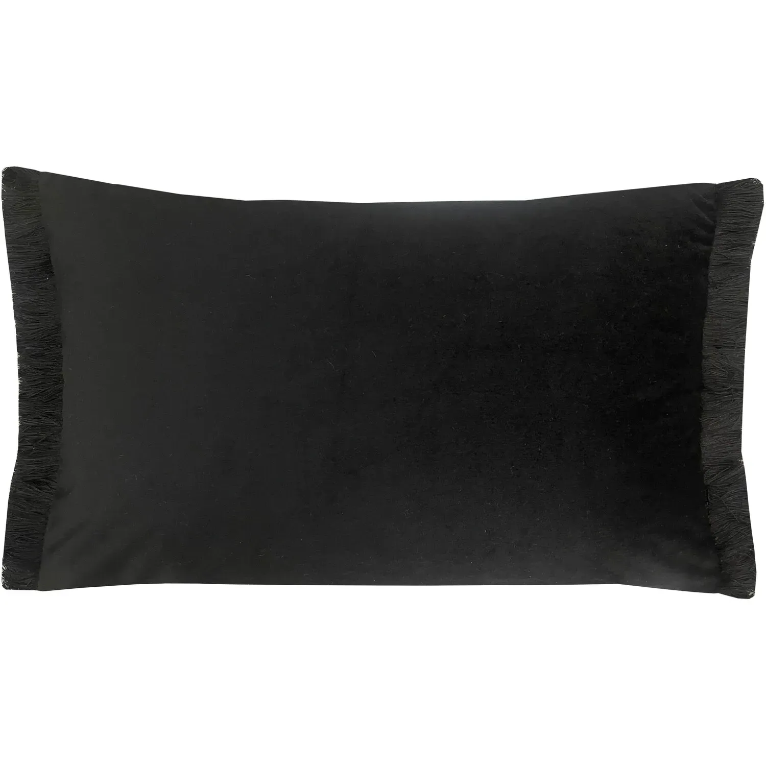 Aster Jacquard Cushion with Fringe - Black