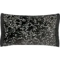 Aster Jacquard Cushion with Fringe - Black