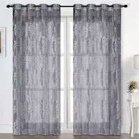 Athelia Jacquard Curtain 2 Panels - Charcoal