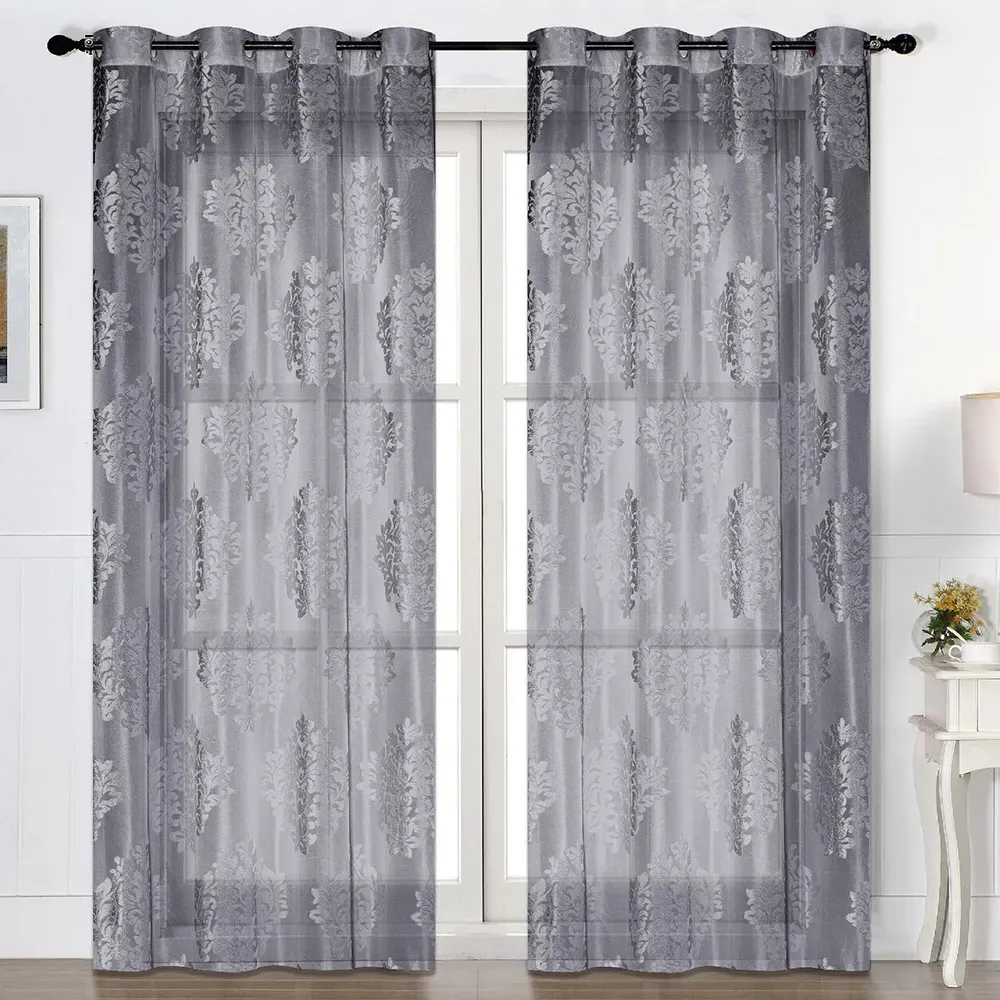Athelia Jacquard Curtain 2 Panels - Charcoal image