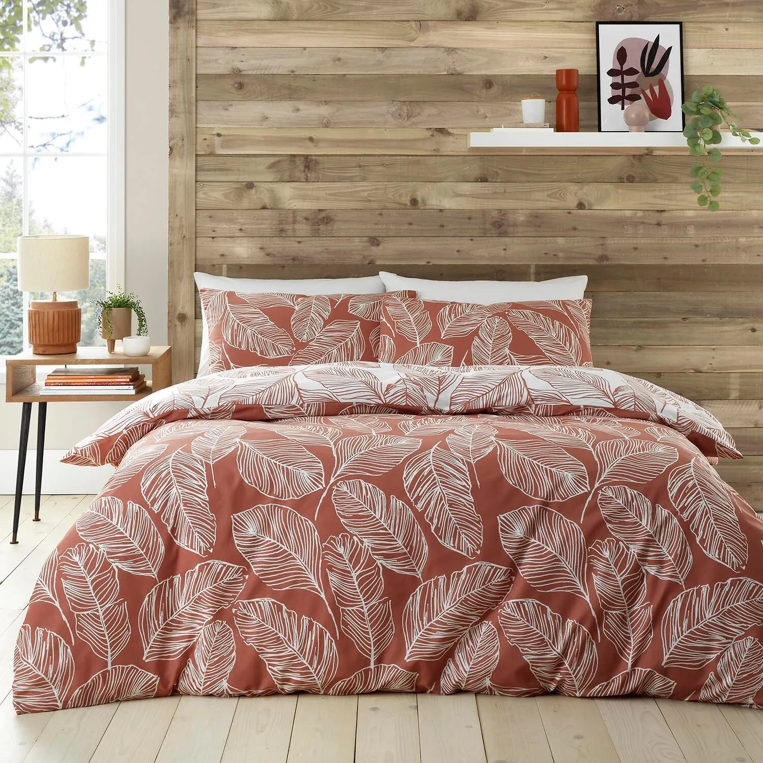Athena King Size Duvet Cover and Pillowcase Set - Rust