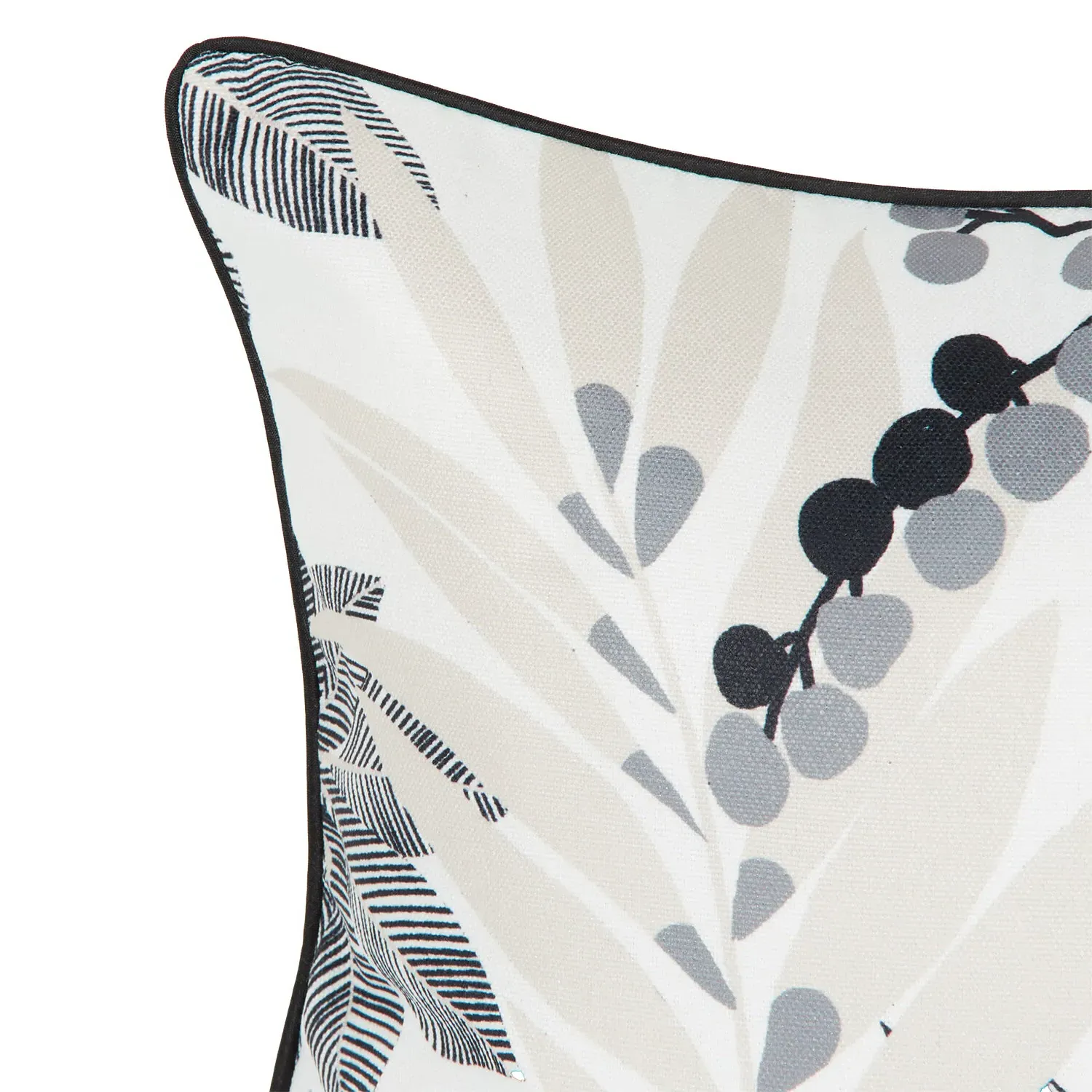 Attalea Palm Leaf Print Cushion - Monochrome