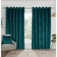 Avery Eyelet Curtains 168 x 183cm - Teal, Velvet
