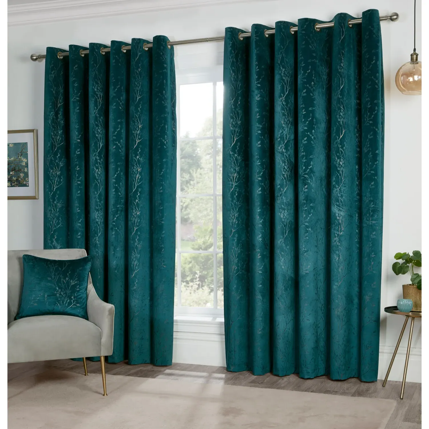 Avery Velvet Eyelet Curtains - Teal