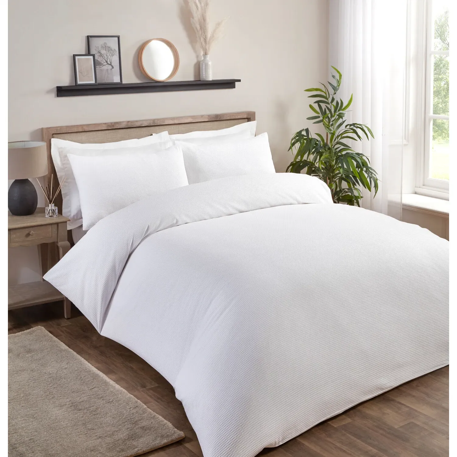 Belgravia Double Waffle Duvet Set - White