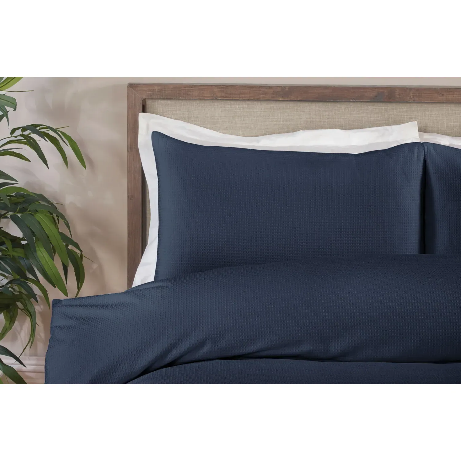 Belgravia King Size Waffle Duvet Set - Navy