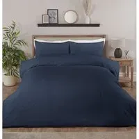 Belgravia King Size Waffle Duvet Set - Navy