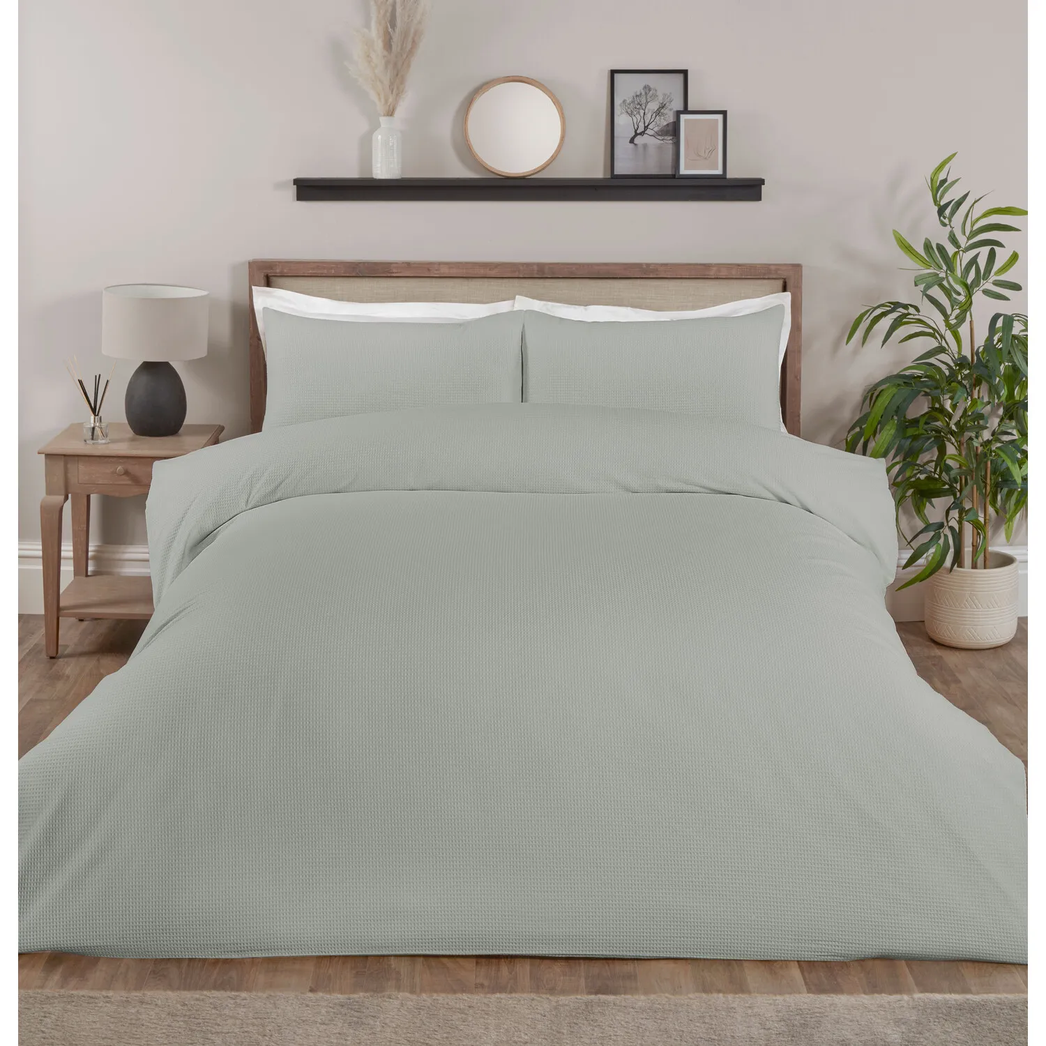 Belgravia King Size Waffle Duvet Set - Silver