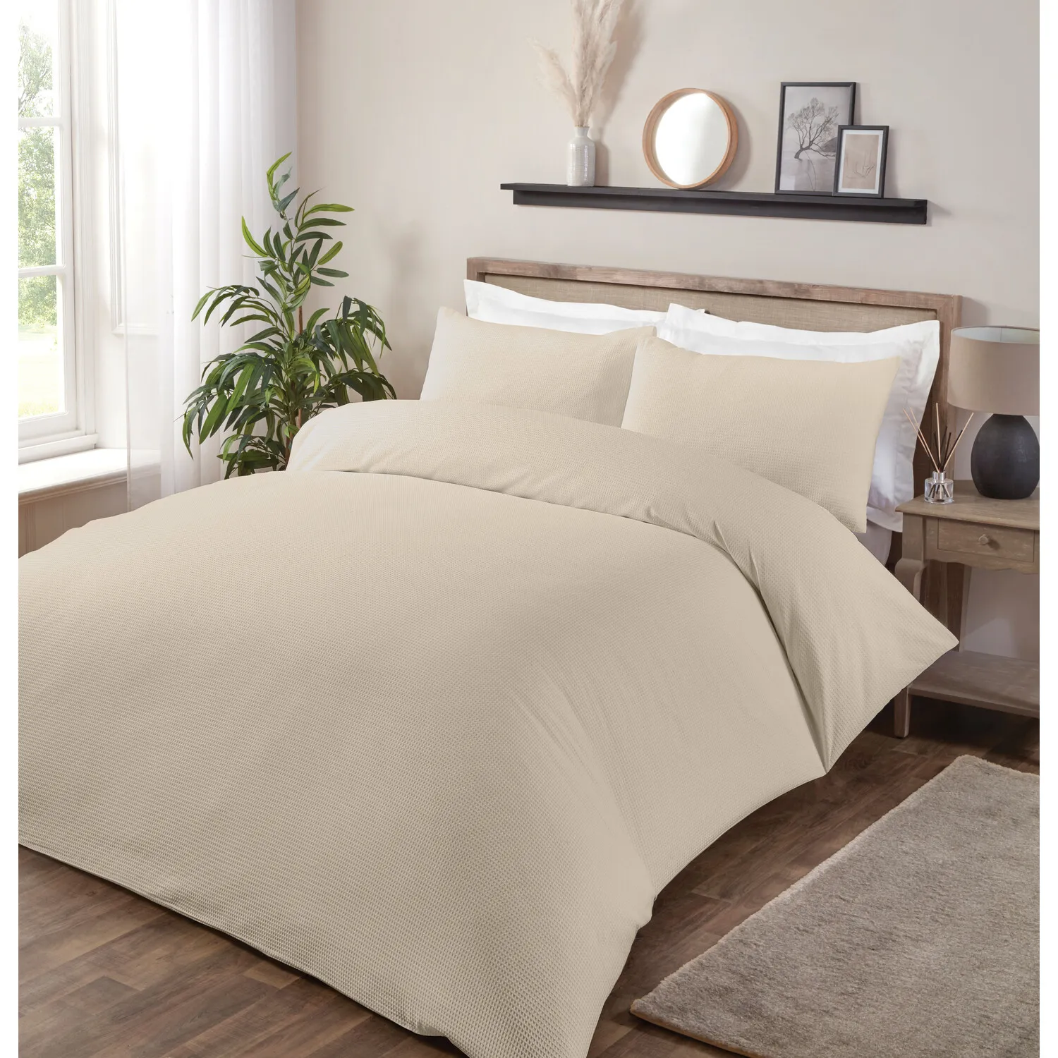 Belgravia Super King Waffle Duvet Set - Natural
