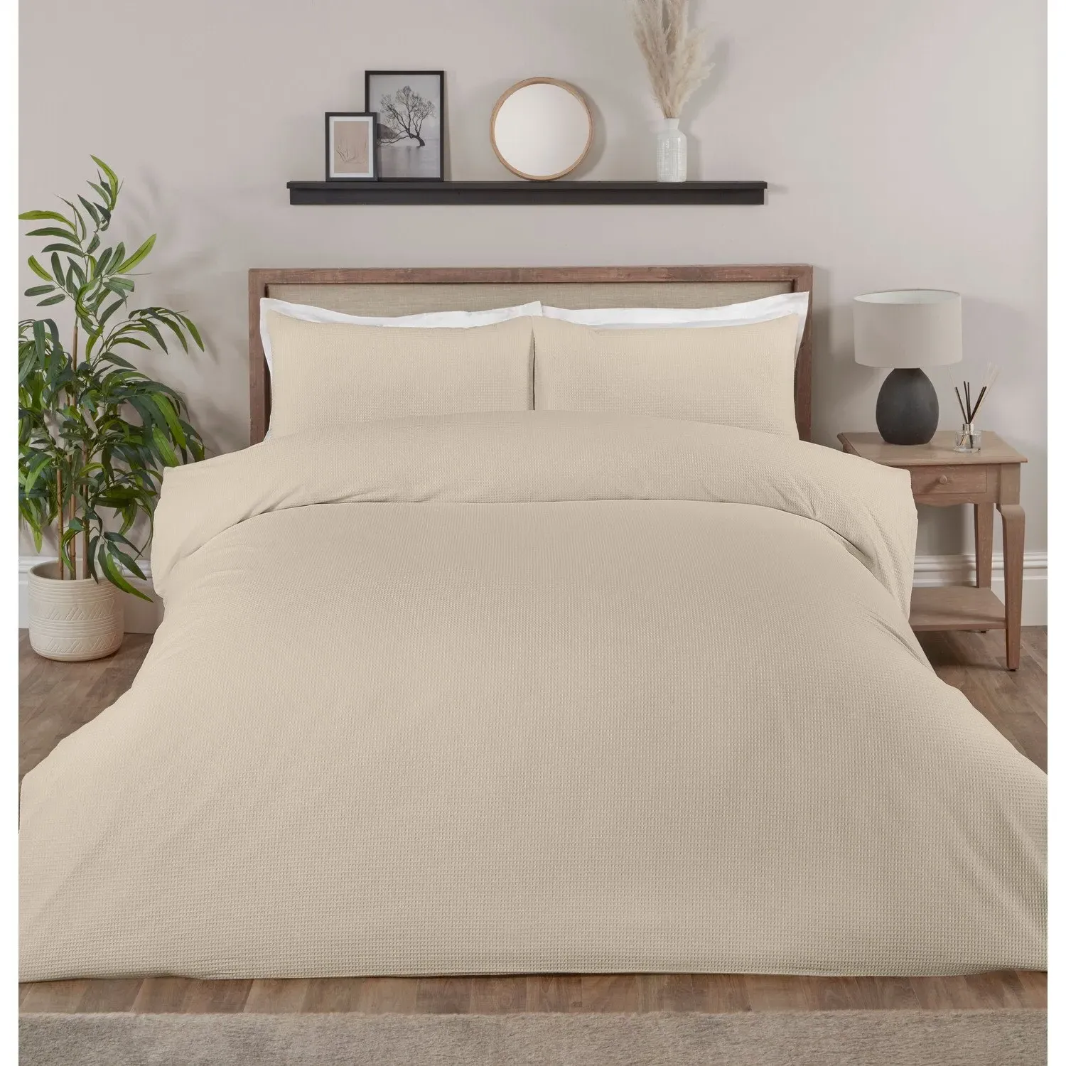 Belgravia Super King Waffle Duvet Set - Natural