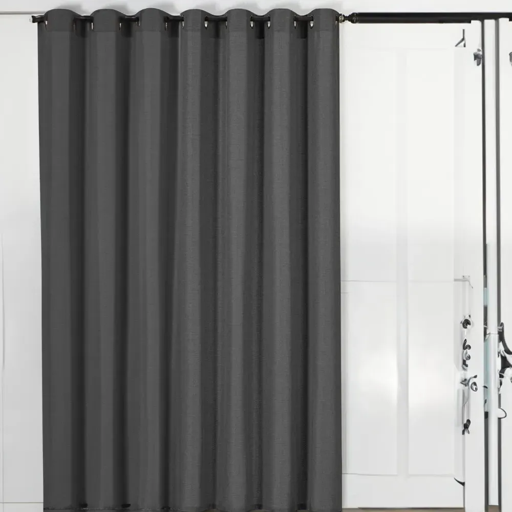 Blackout Eyelet Panel - Charcoal, Faux Linen image