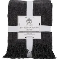 Bordeaux Chenille Throw - Charcoal