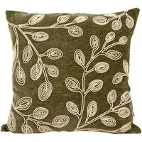 Bracken Cushion with Embroidered Detail - Green