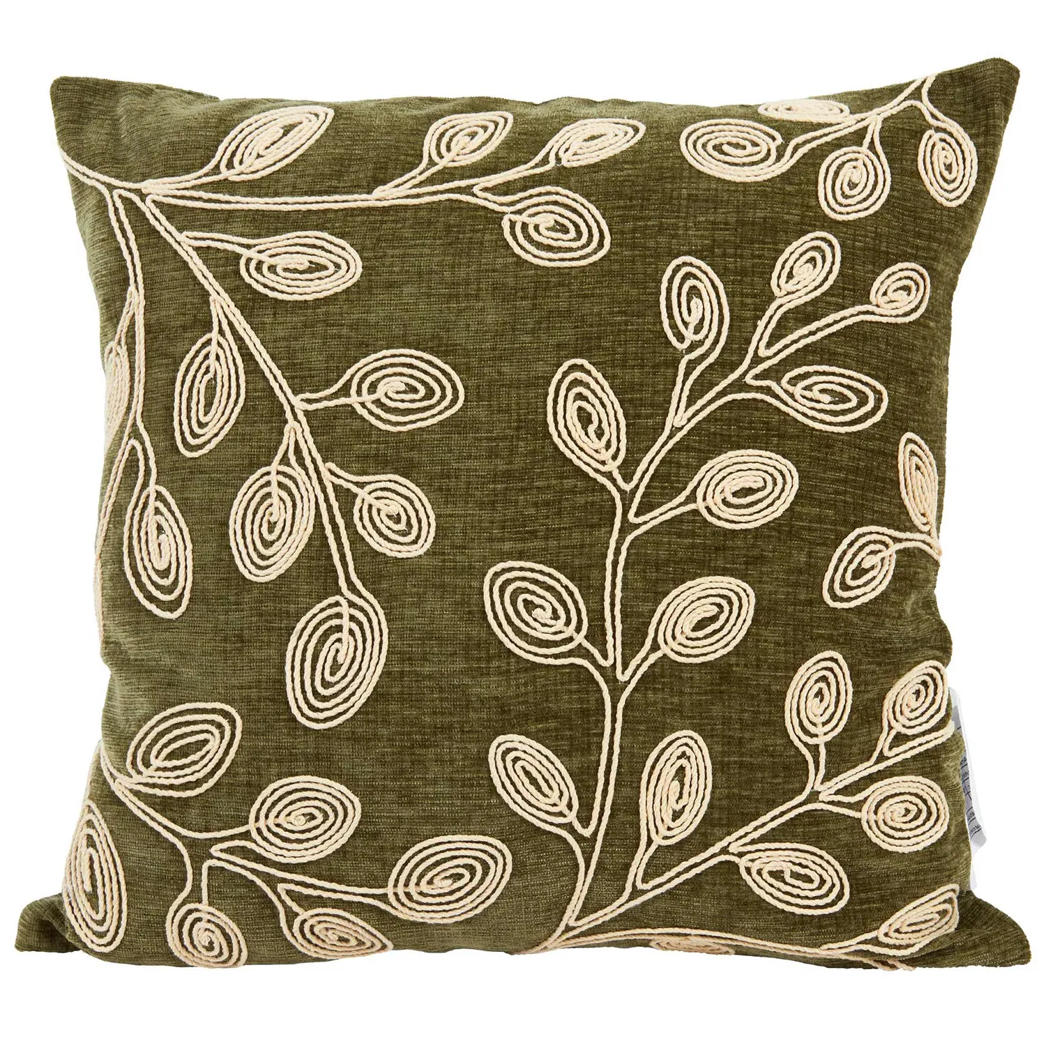 Bracken Cushion with Embroidered Detail - Green