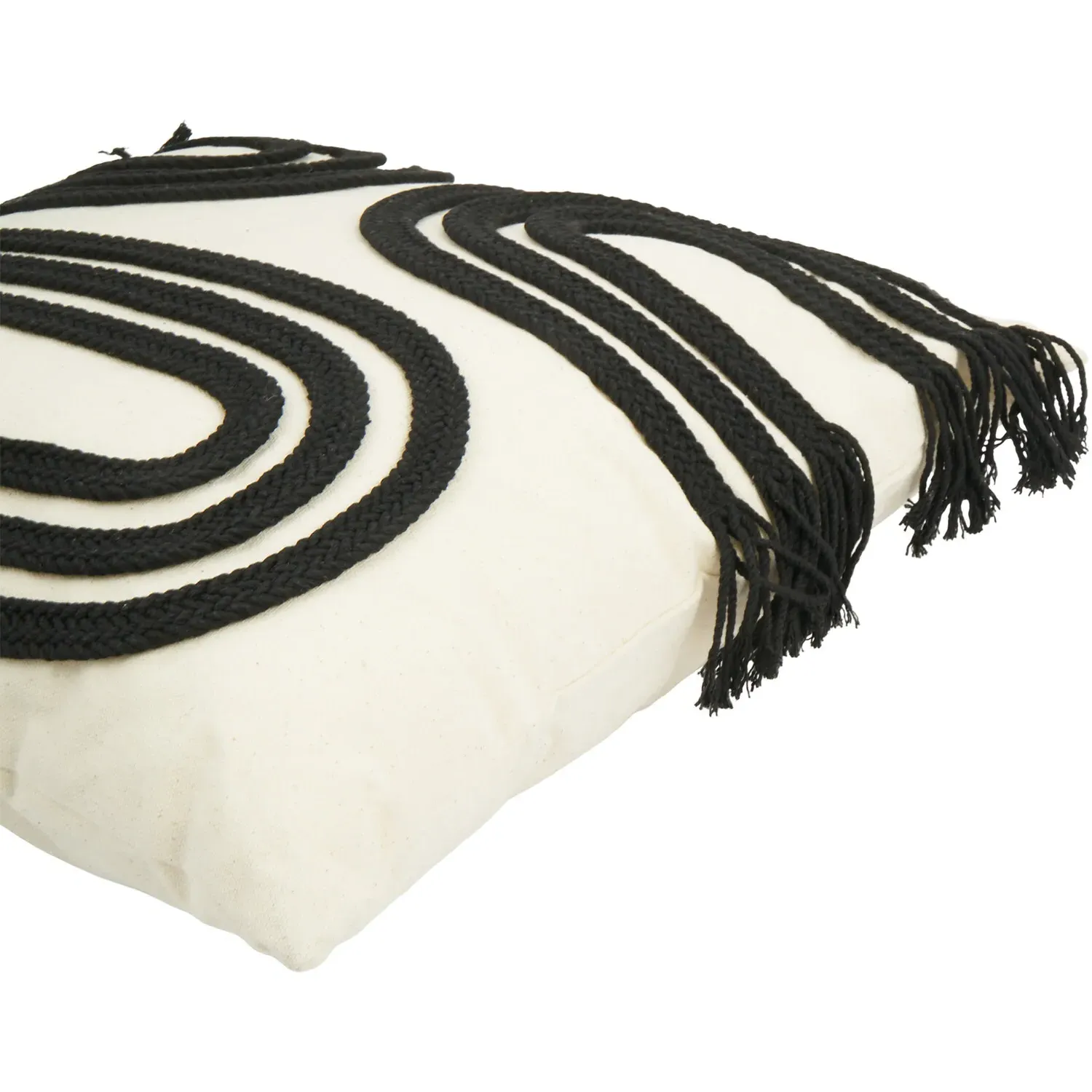 Brookes Arches Cushion with Fringe - Monochrome