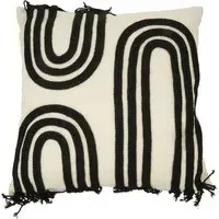 Brookes Arches Cushion with Fringe - Monochrome