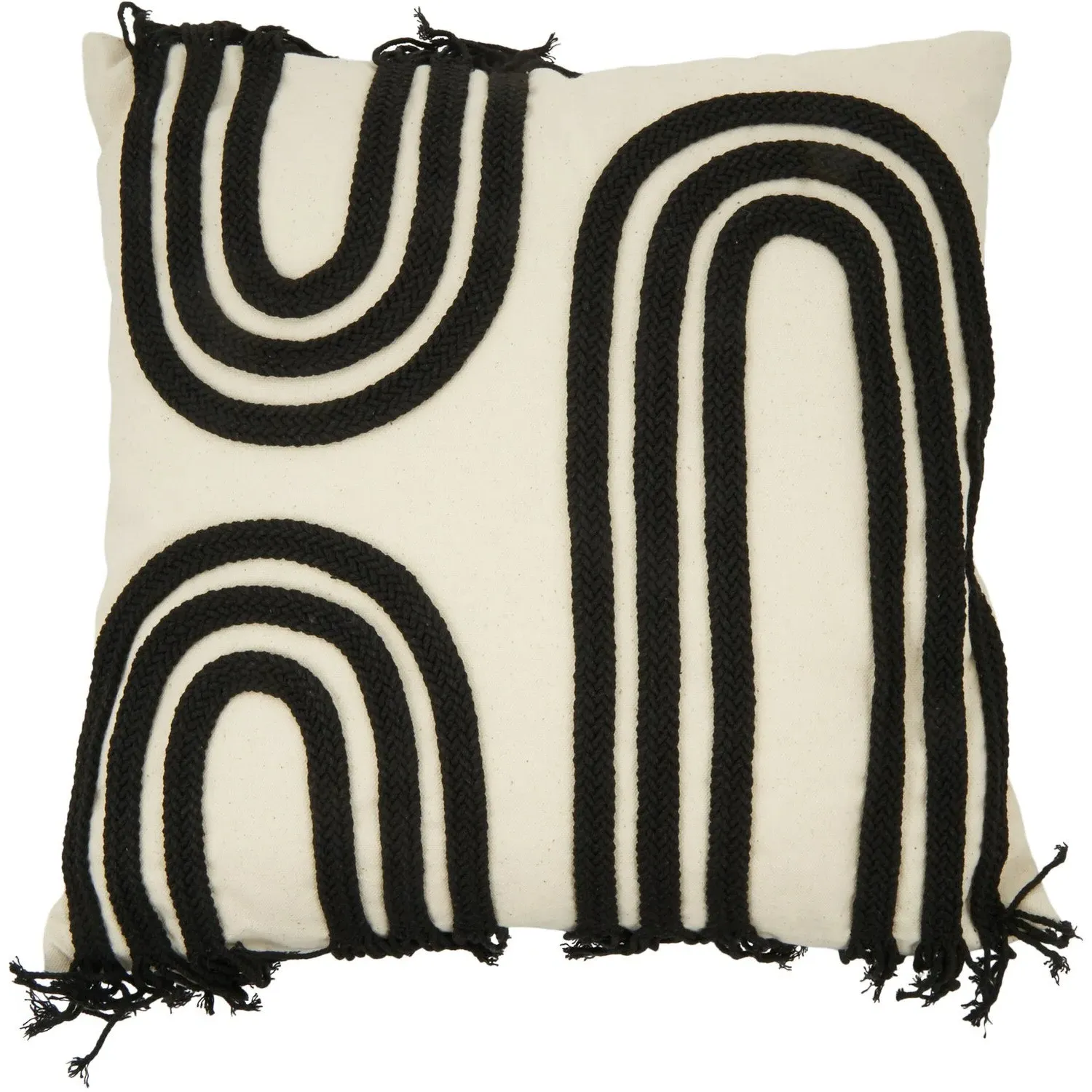 Brookes Arches Cushion with Fringe - Monochrome image