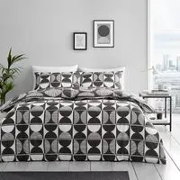 Brooklyn Geo Single Duvet Cover Set - Charcoal