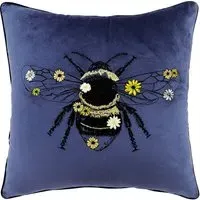 Bumblebee Cushion - Navy, Velvet