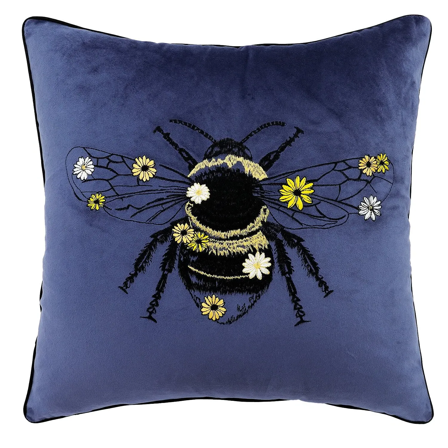 Bumblebee Cushion - Navy, Velvet
