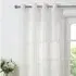 Cassia Deco Embroidered Voile Curtains - White