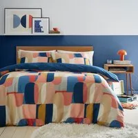 Castillo Geo Single Duvet Cover Set - Navy, Polycotton