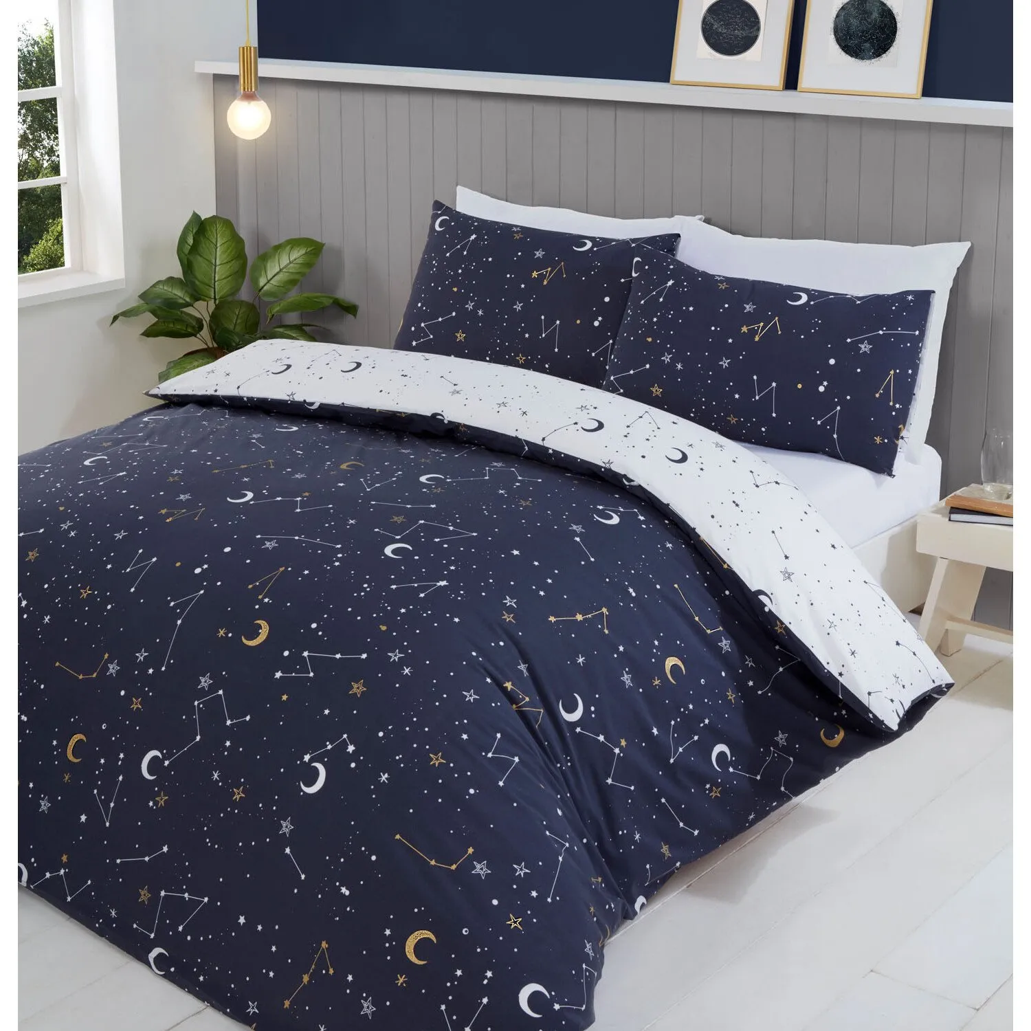 Celestial Double Duvet Cover Set - Multi, Metallic