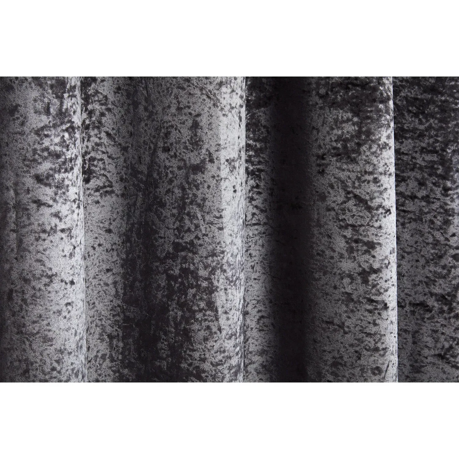 Charcoal Crushed Velvet Eyelet Curtain - Charcoal, Velvet