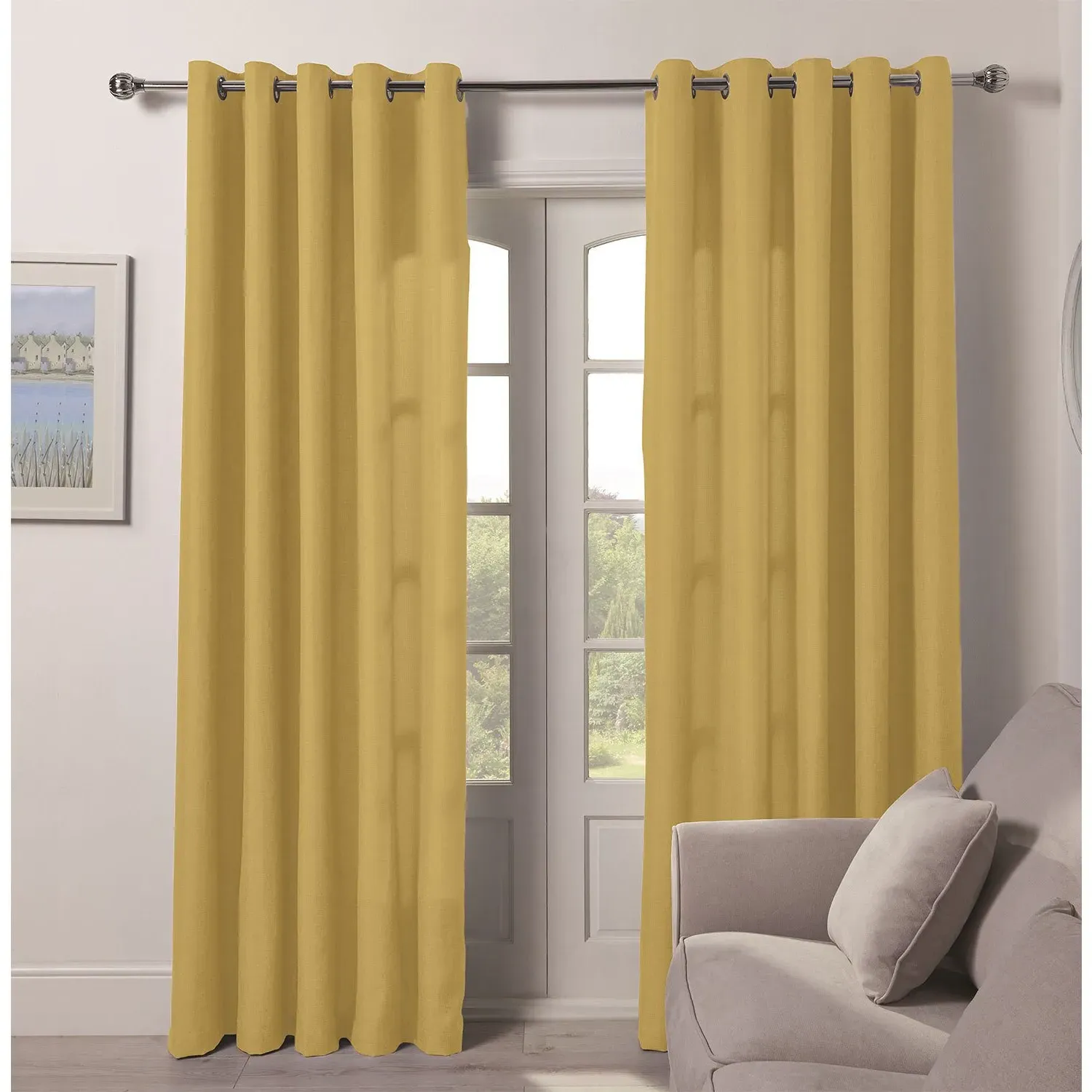 Chatsworth Eyelet Curtains - Ochre