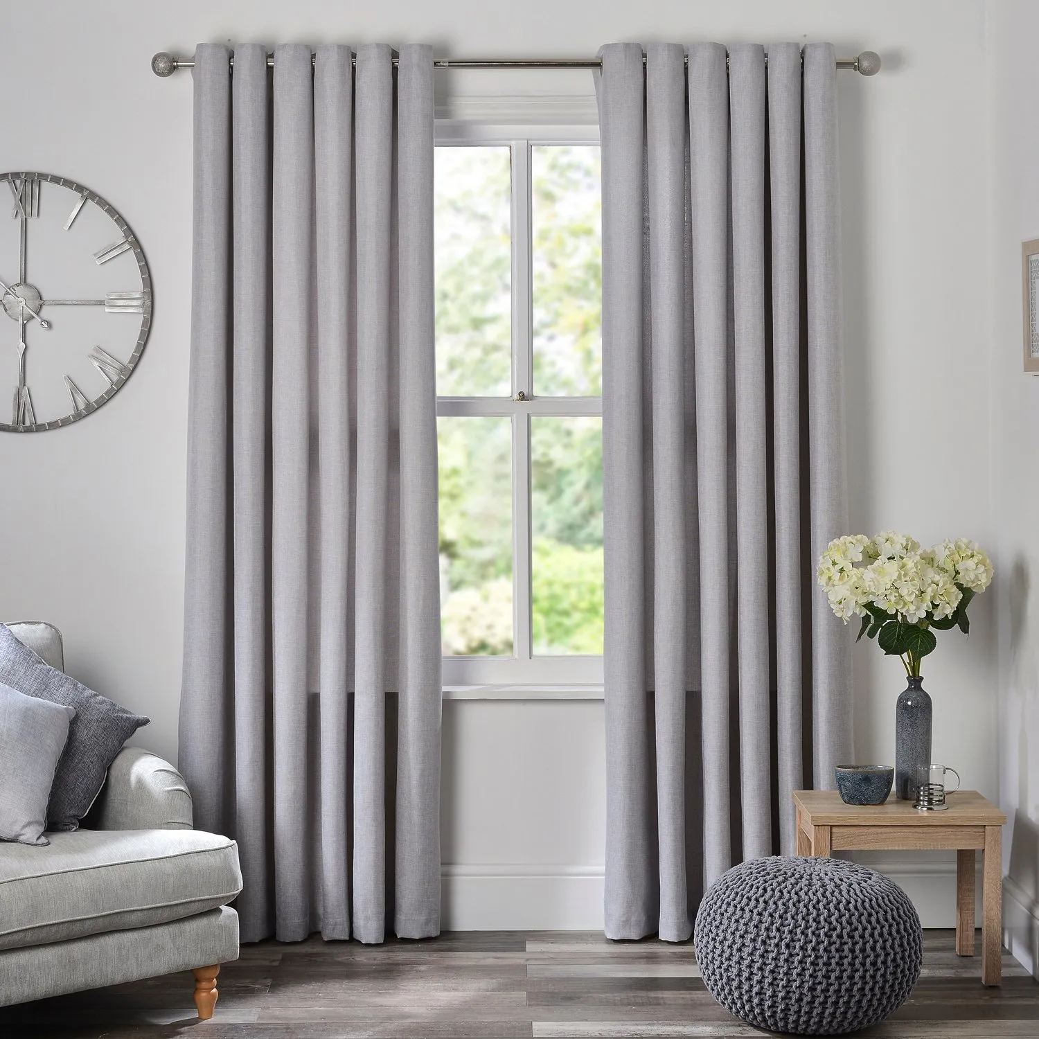Chatsworth Thermal Lined Eyelet Curtains - Grey