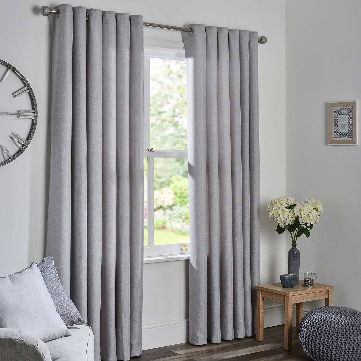 Chatsworth Thermal Lined Eyelet Curtains - Grey