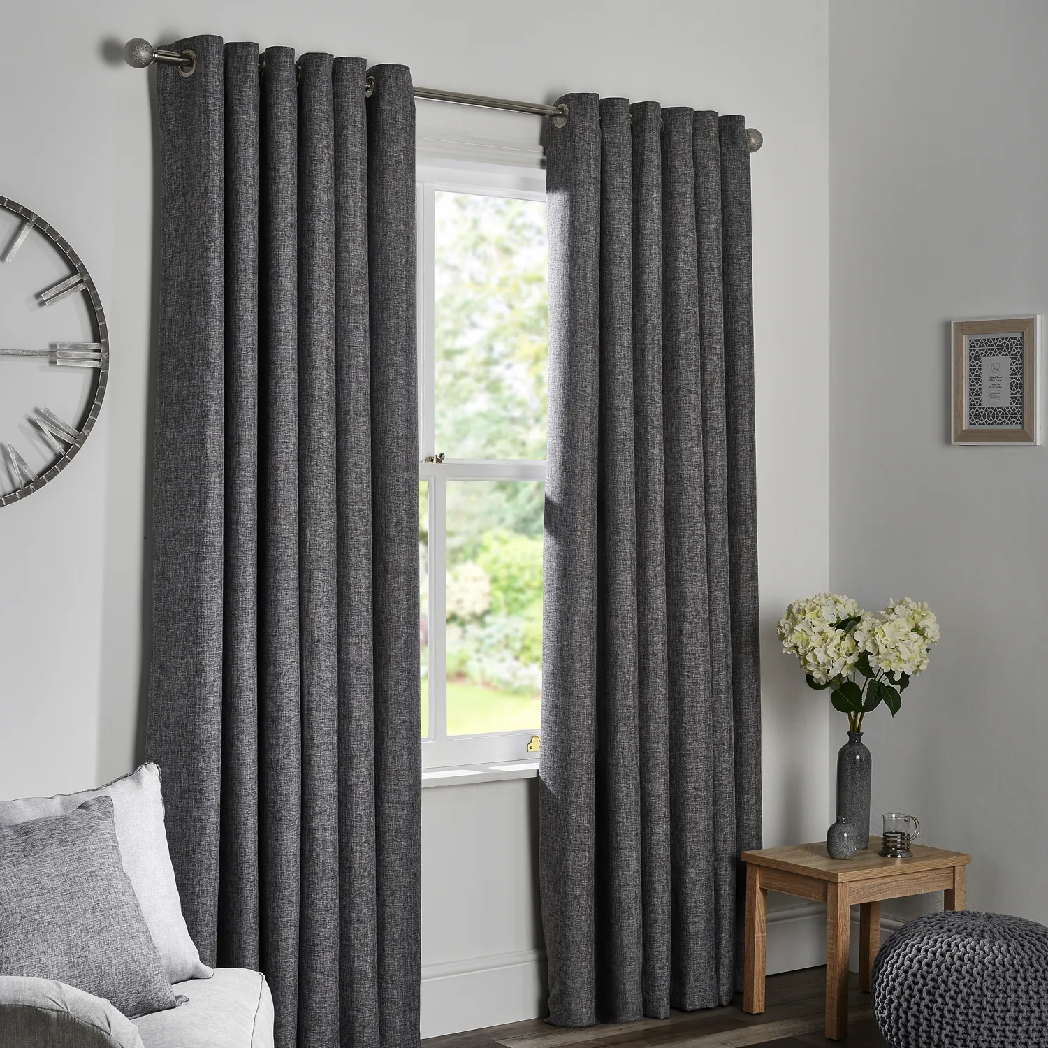 Chatsworth Thermal Lined Eyelet Curtains - Slate