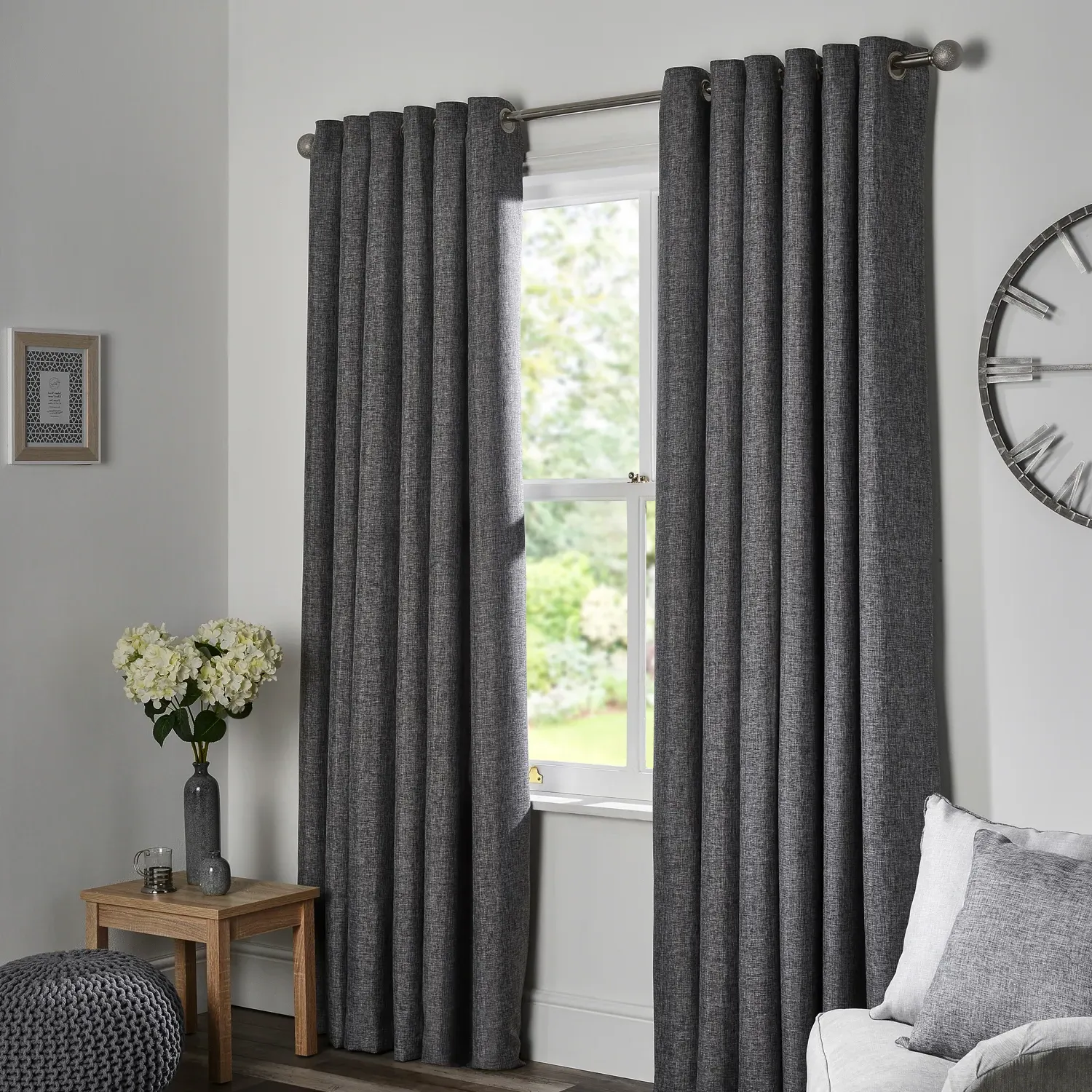 Chatsworth Thermal Lined Eyelet Curtains - Slate