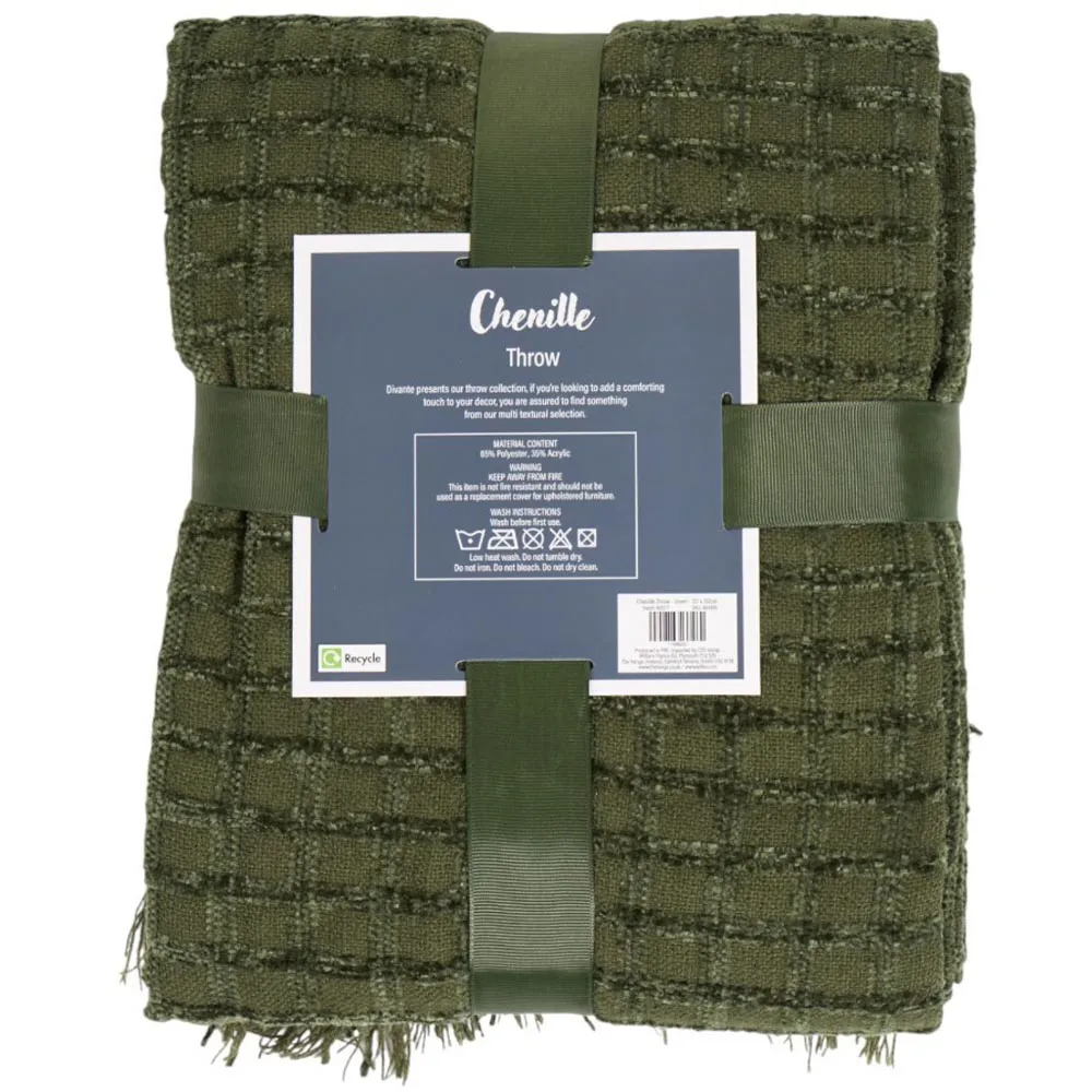 Chenille Check Throw - Emerald