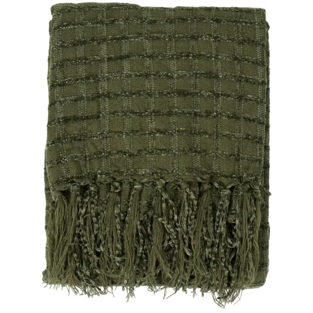 Chenille Check Throw - Emerald