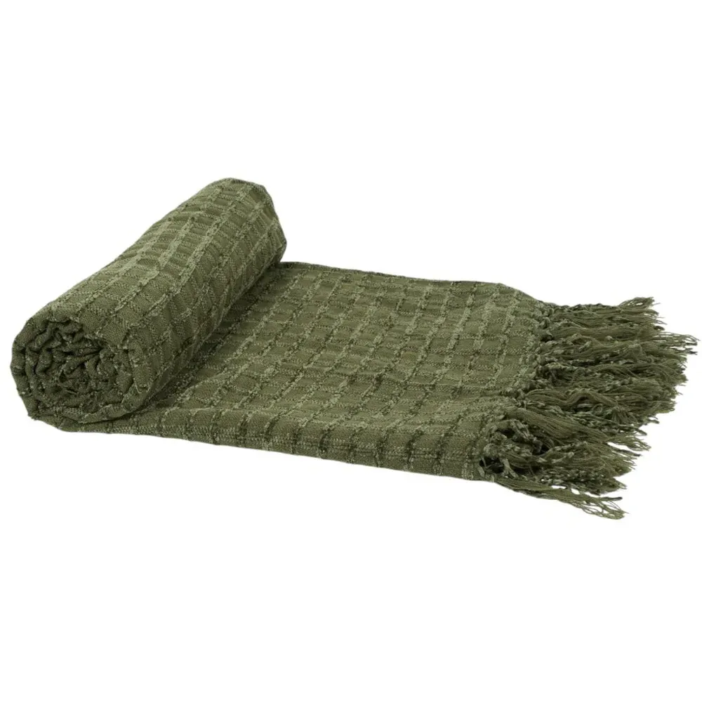 Chenille Check Throw - Emerald