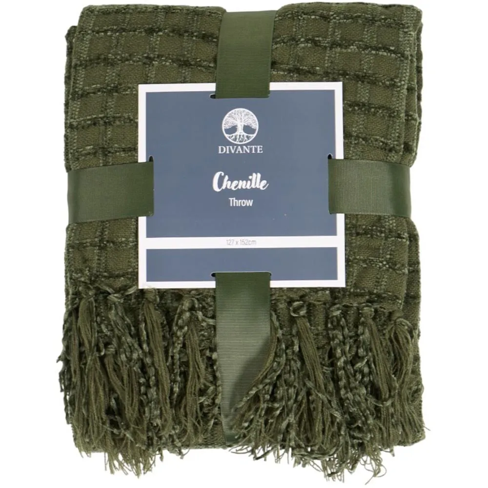 Chenille Check Throw - Emerald image