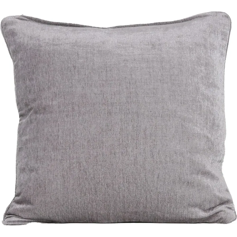 Chenille Cushion with Piped Trim - Grey image