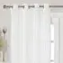 Chenille Stripe Eyelet Voile Panel Curtains - White