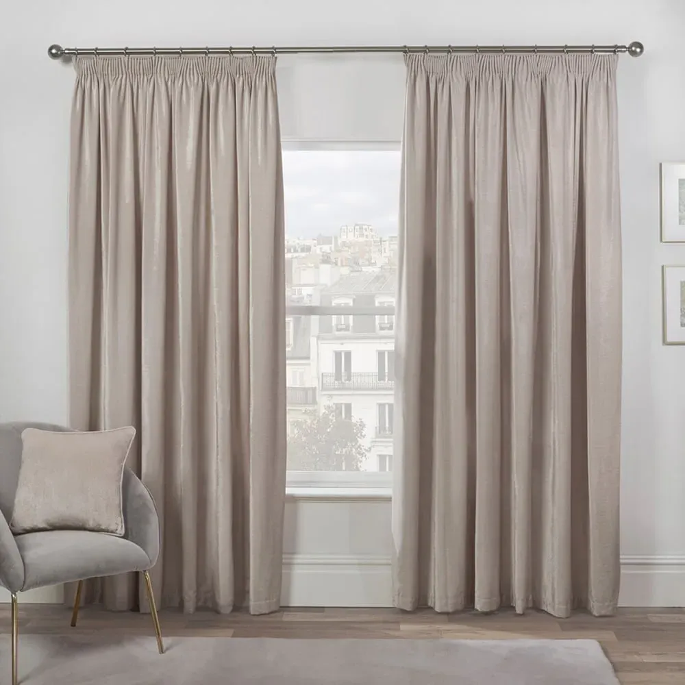 Chenille Taped Curtain 183 x 168cm - Stone