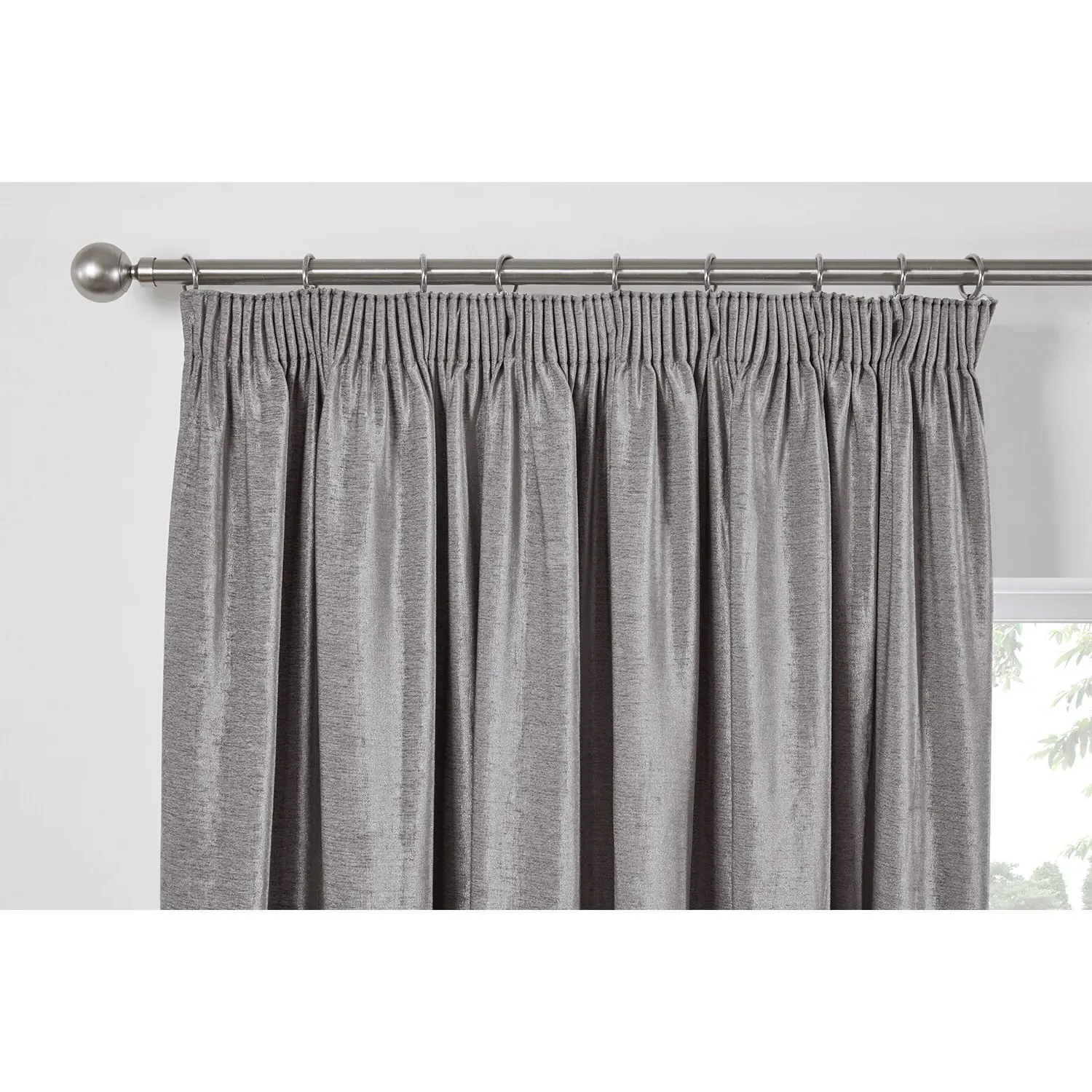Chenille Taped Curtains - Grey