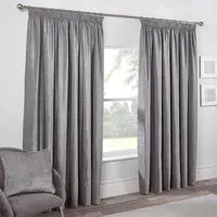 Chenille Taped Curtains - Grey
