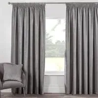 Chenille Taped Curtains - Grey