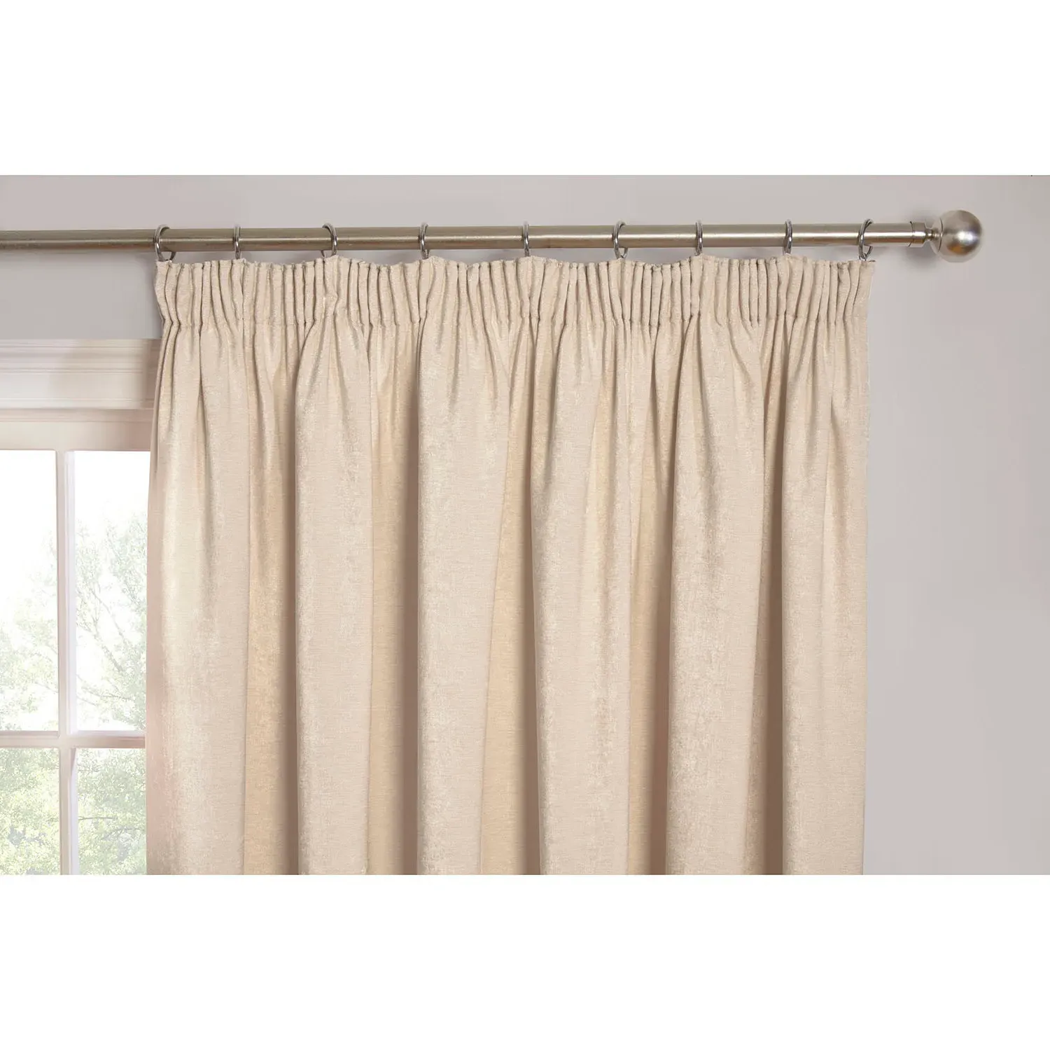 Chenille Taped Curtains - Natural