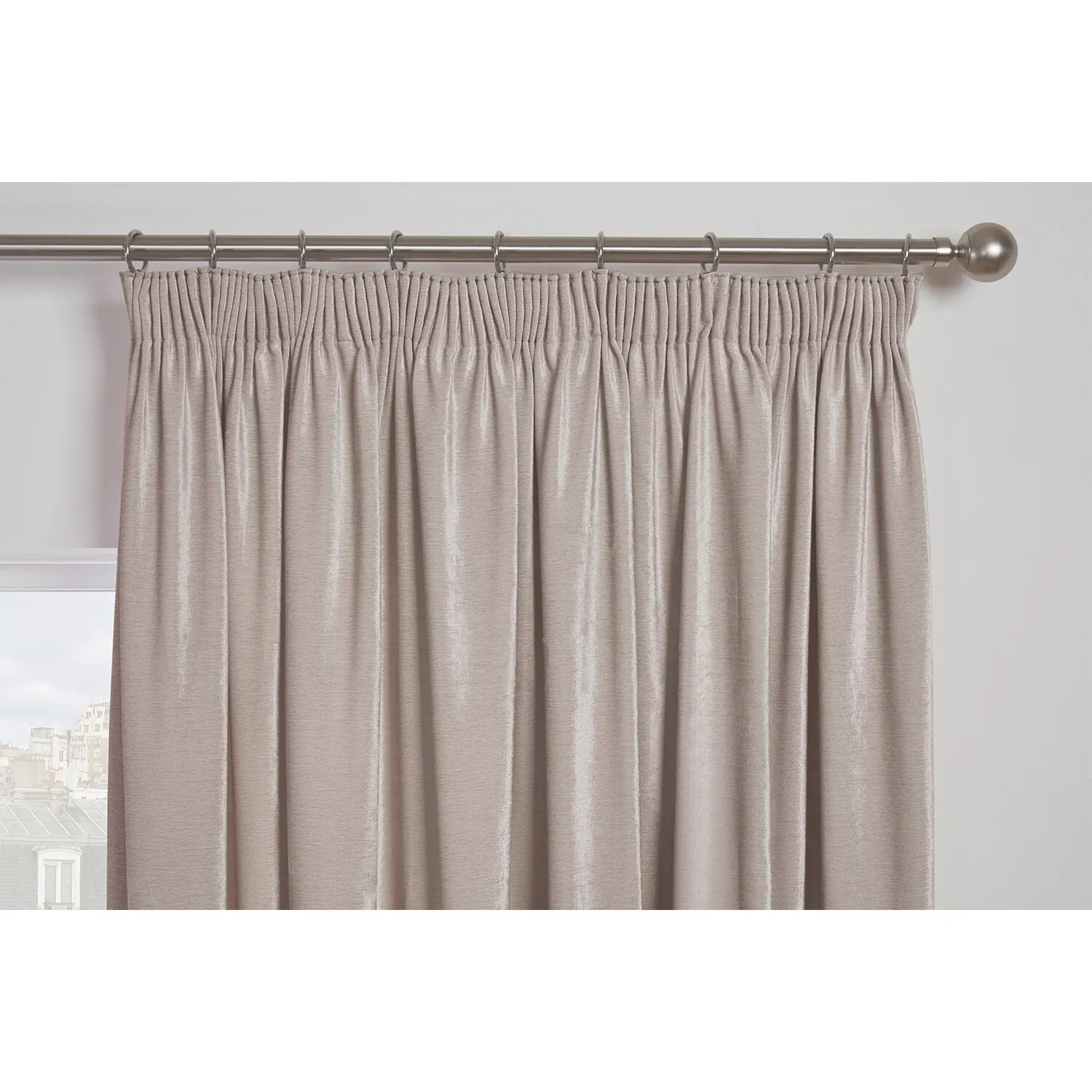 Chenille Taped Curtains - Stone