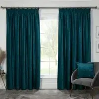 Chenille Taped Curtains - Teal