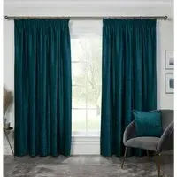 Chenille Taped Curtains - Teal