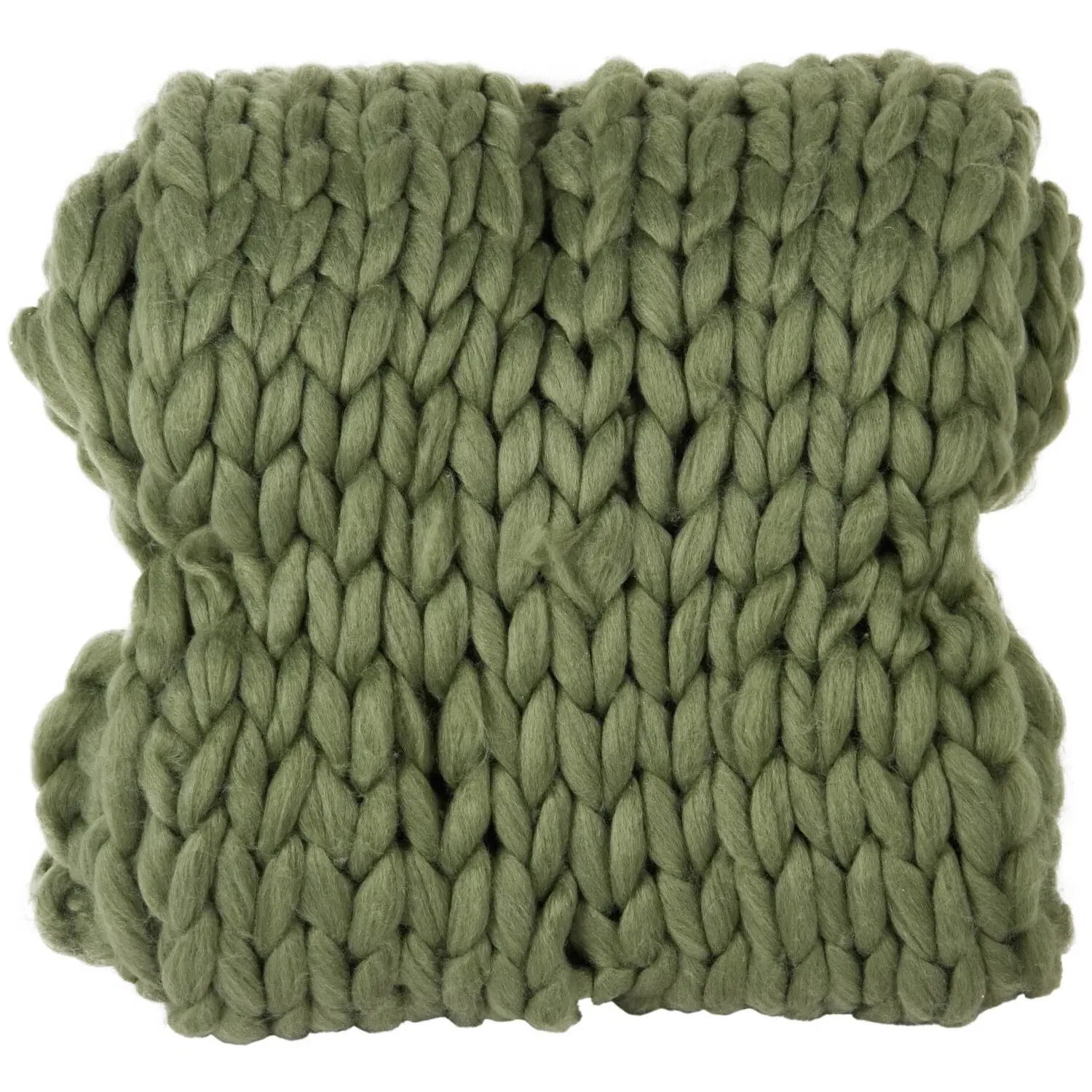Chunky Knit Throw - Olive