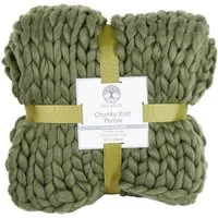 Chunky Knit Throw - Olive